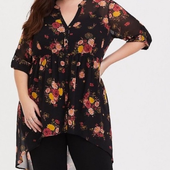 torrid Tops - Torrid Black Floral Top